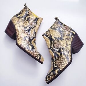 Sam Edelmen Yellow Snake Print Booties